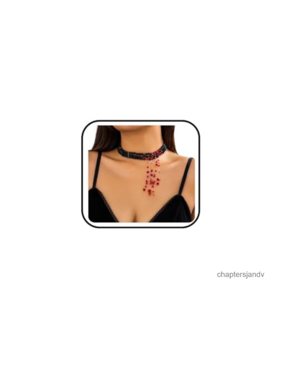 Goth Blood Drop Fringe Choker Necklace Pearl Beaded Multilayer Halloween Costume